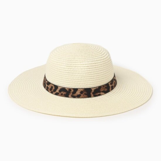 Шляпа Minaku женская с леопардовым ремешком, цвет молочный, размер 58 10367991