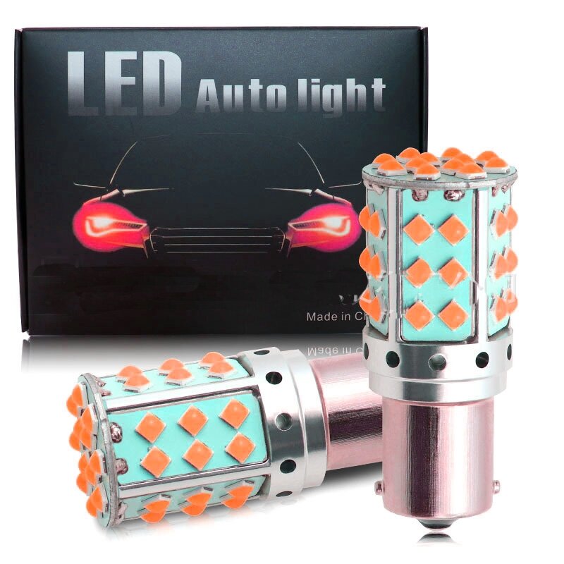 Лампы светодиодные автомобильные 42SMD оранжевые PY21W LED 2 шт