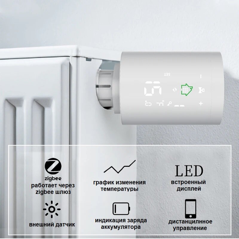 Беспроводной терморегулятор для радиатора Zigbee Ya-HY368 — фото 1