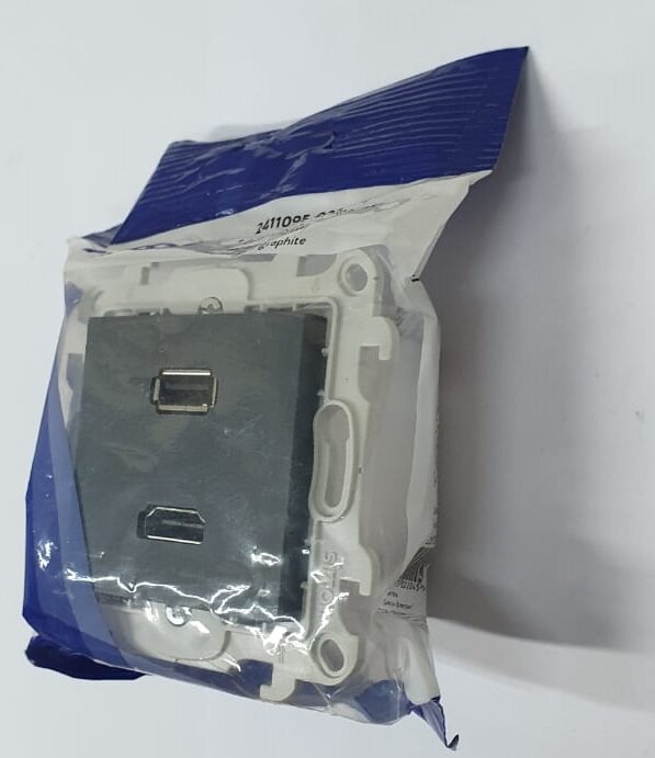 24 Harmonie 2411095-038 Розетка информационная (USB+HDMI, под рамку, скрытая установка, графит) Simon - фото №3