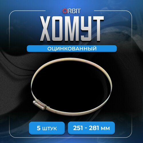 Набор хомутов ORBIT 5 шт червячных от 251 до 281 мм 579₽