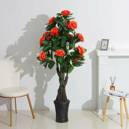 INBLOOM Растение искусственное Роза оранжевая 160см PEVA цемент 7160₽