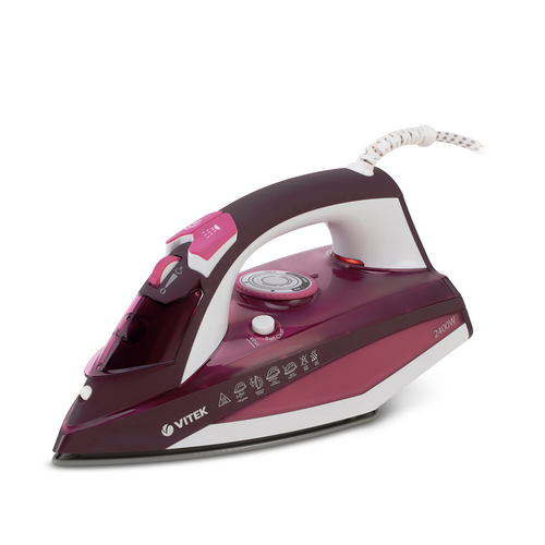 Утюг VITEK VT-1215 2400 Вт красный паровой удар постоянная подача пара 360000₽