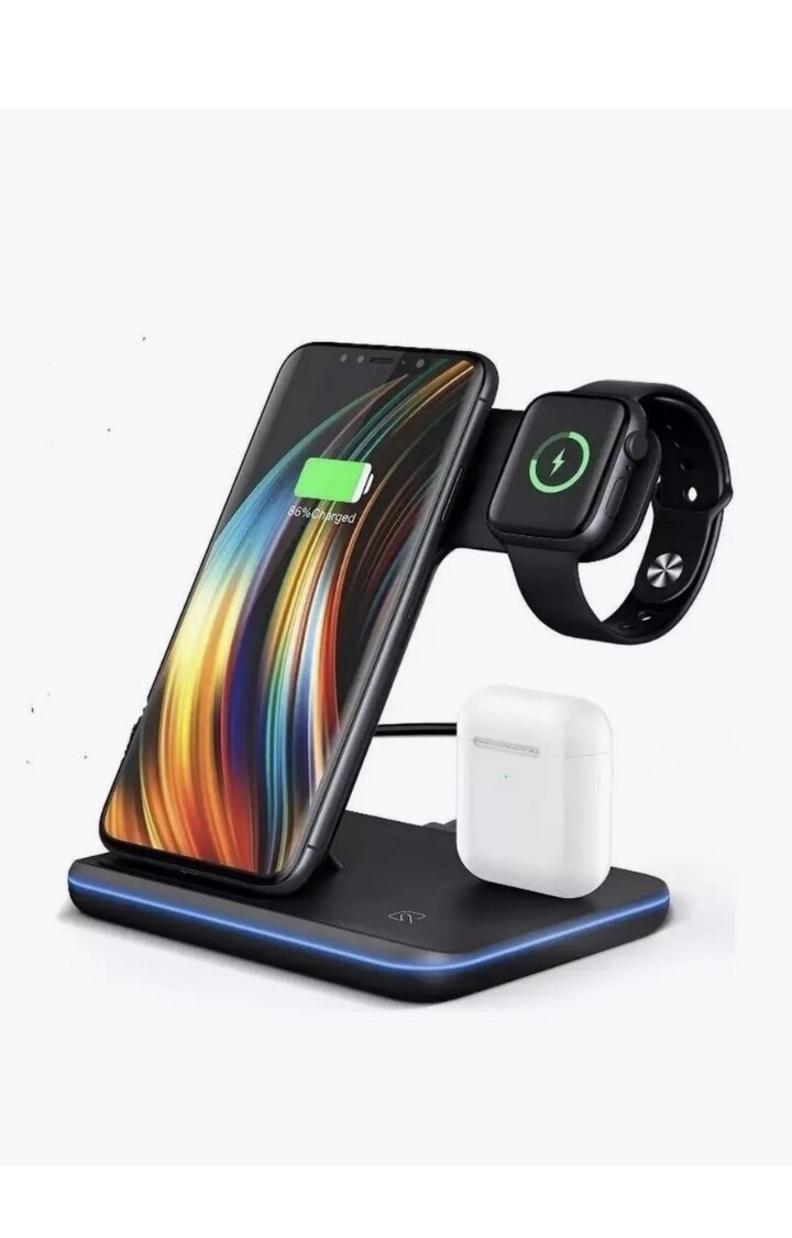 фото Беспроводное зарядное устройство 3 в 1 для iPhone, Android и AirPods
