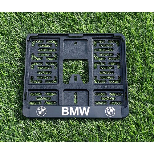 Рамка номерного знака 19 х 14,5 см ГОСТ мото BMW БМВ черная с надписью