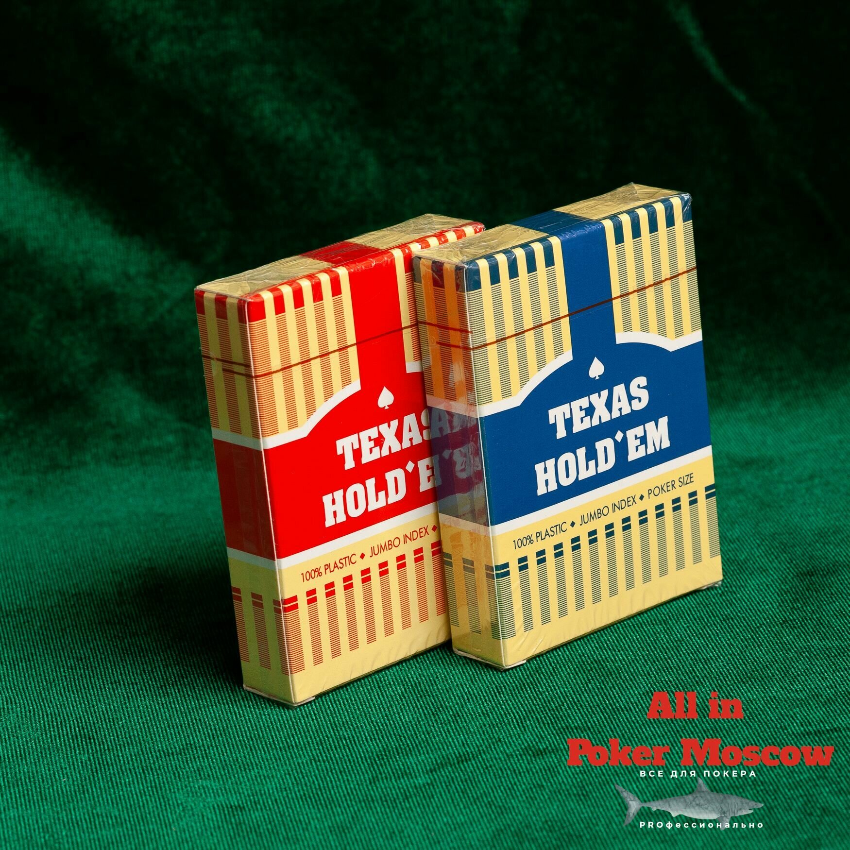 Карты игральные пластиковые Texas Hold"Em - 1+1 штуки Красная/Синяя