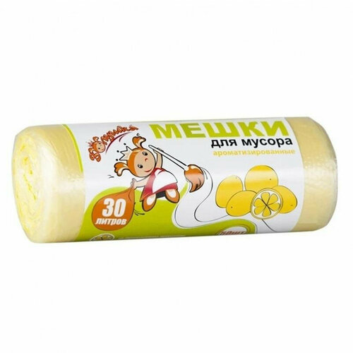 Мешок для мусора 30 л Золушка 8 мкм 50 шт с ароматом лимона ролик Акцент 6420 268₽