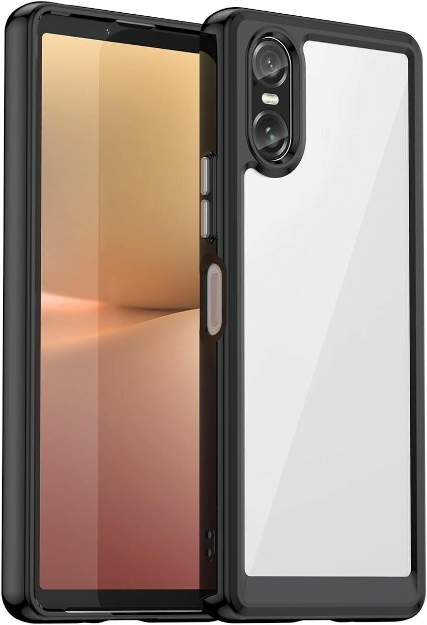 Чехол на Sony Xperia 10 VI (10-6) пластиковый с силиконовой окантовкой чёрный