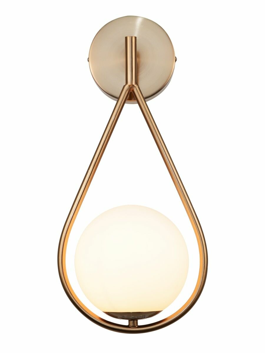 Светильник Powerlight Drop 1 GD, современный стиль, плафон белый, арматура золотая