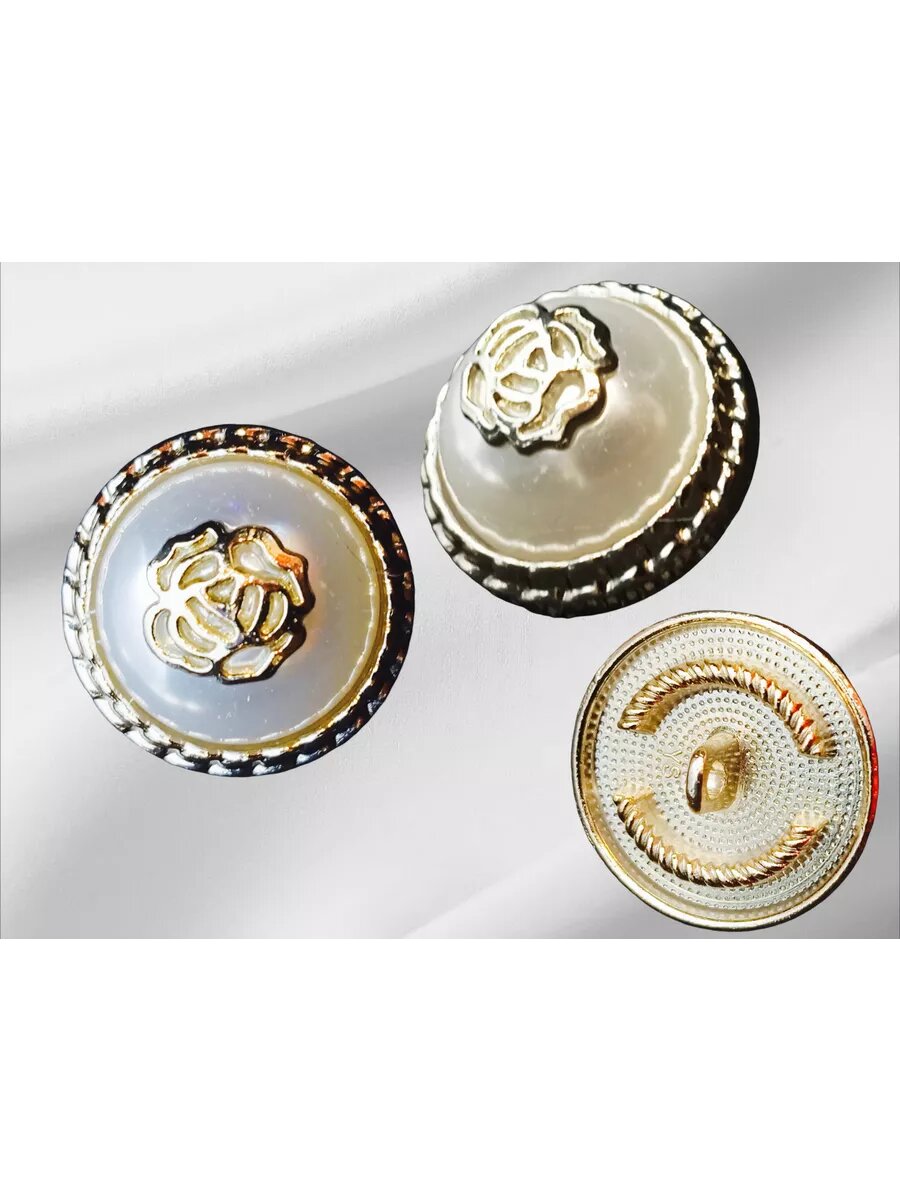 Набор золотистых дизайнерских пуговиц роза — фото 1