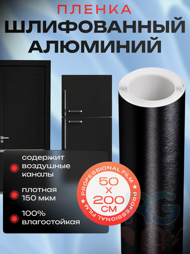 Изображение товара Пленка самоклеющаяся для мебели. Самоклеющаяся пвх пленка Reton Group Черная 50х200 см