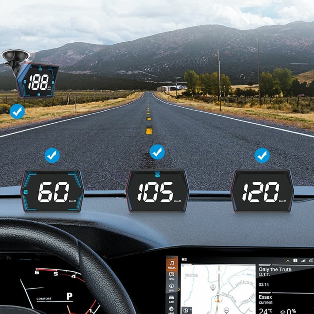 Автомобильный HUD Head Up Display Projector Speedometer для навигации по скорости и безопасности — фото 1