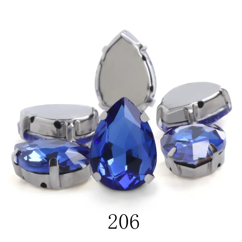 Стразы капли стеклянные серебристые для декора