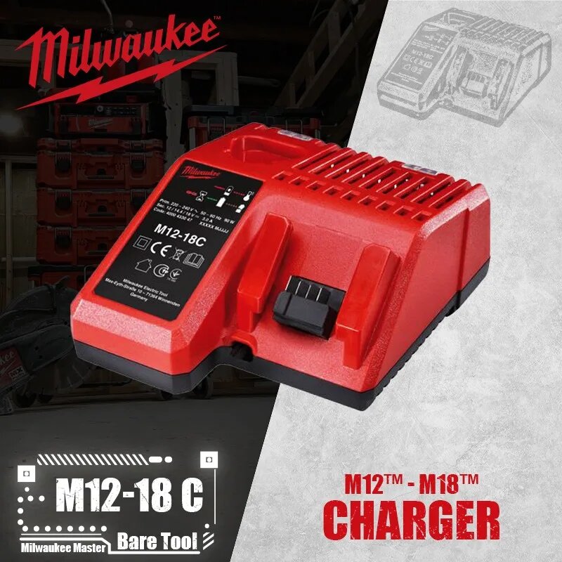 Зарядные Устройства Для Инструмента Milwaukee C12C/M12-18C/M12-18FC Запчасти для зарядных устройств и электроинструмента, M12-18 C