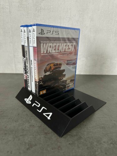 Изображение товара Подставка для дисков PlayStation 4, черная с белым текстом, на 10 дисков