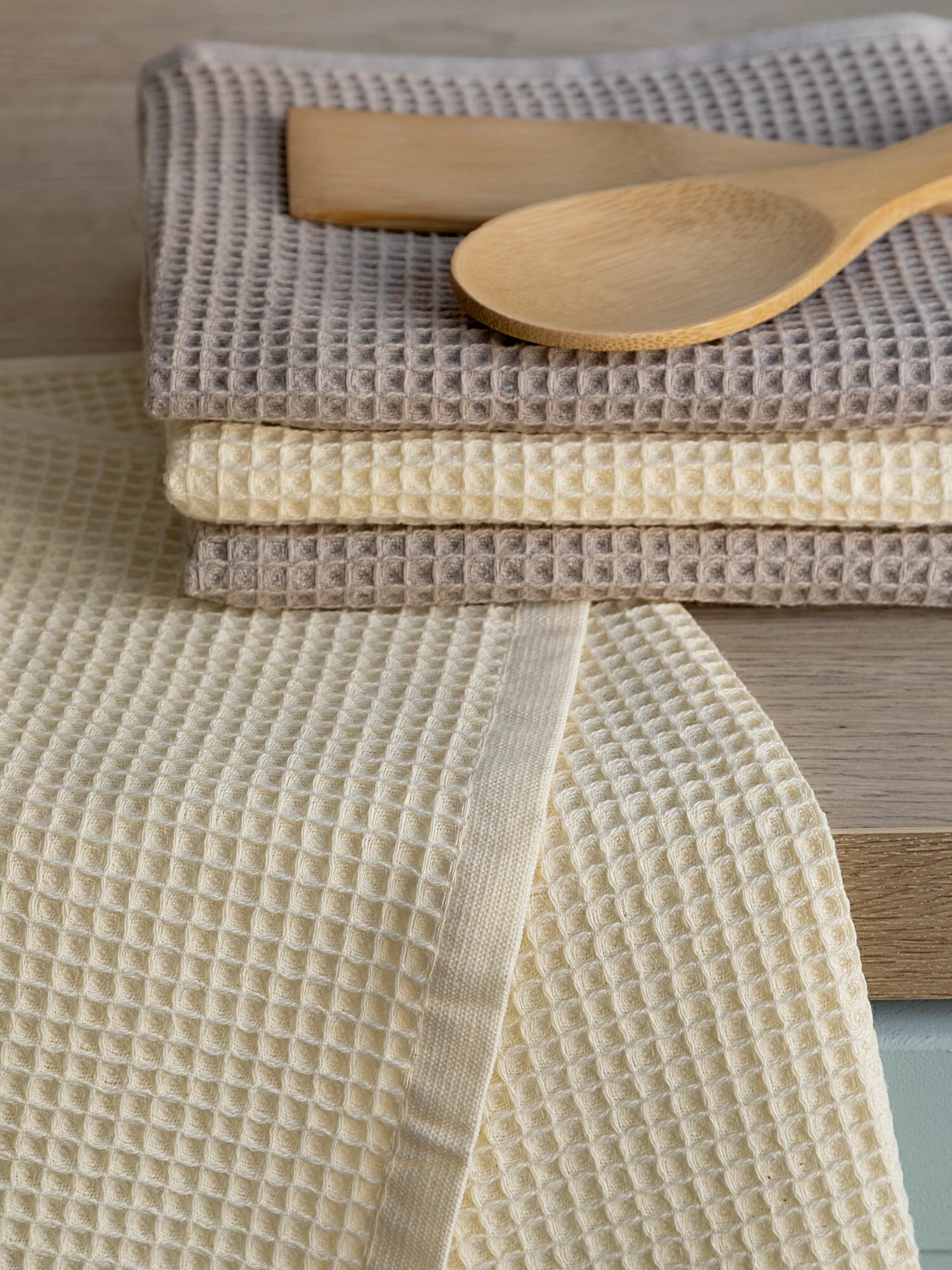 Унисон Полотенце кухонное 40х60 набор 4 шт ecru/beige, хлопок 100% — фото 1