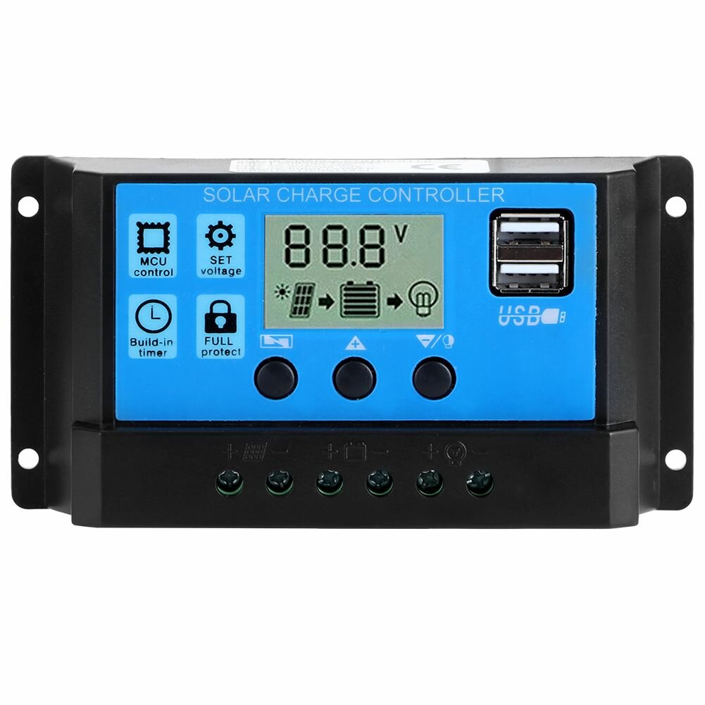 Солнечный контроллер 50A с PWM, LCD и двойным USB 5V для PV систем