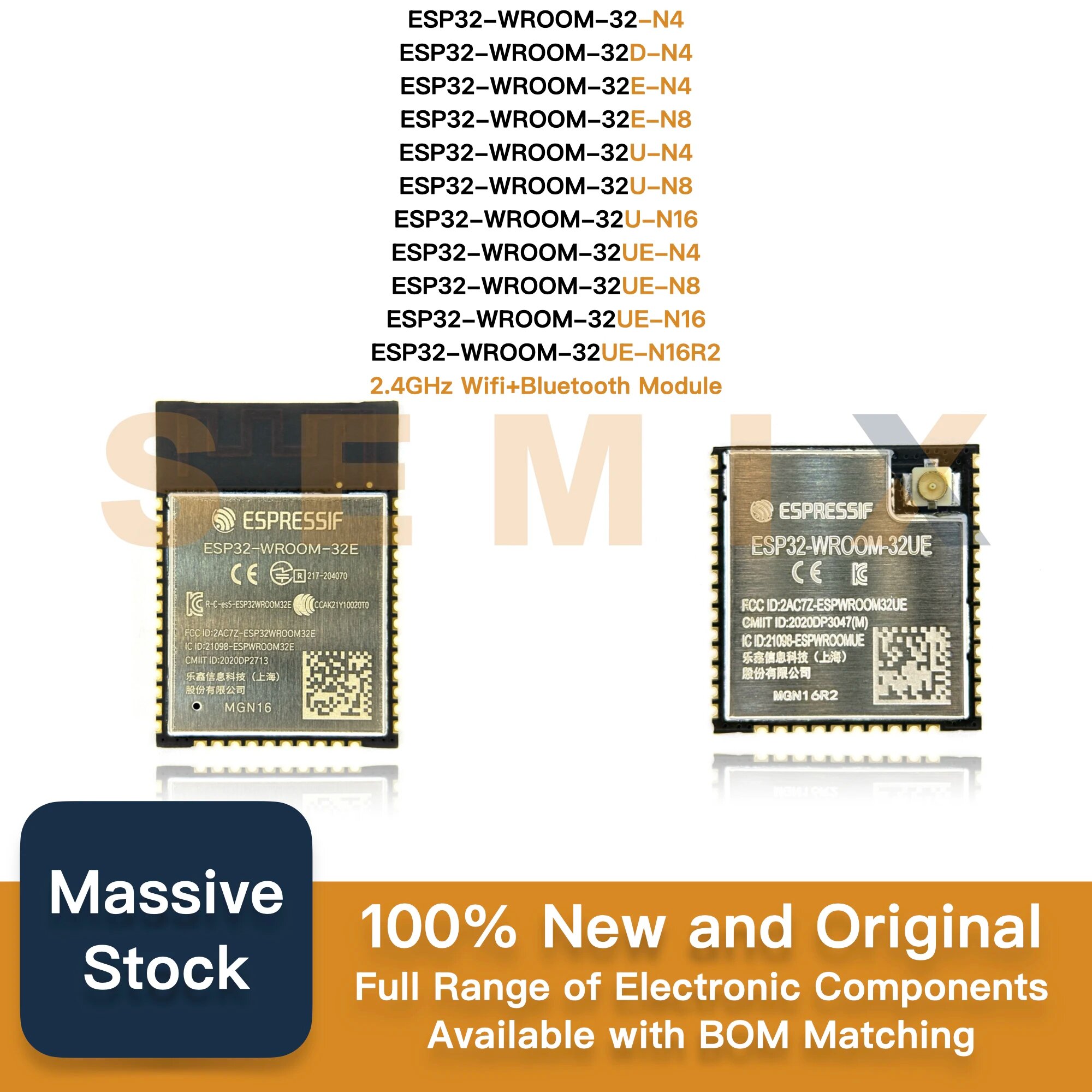 ESP32-WROOM-32UE-N4 / ESP32-WROOM-32UE-N8 / ESP32-WROOM-32UE-N16 / ESP32-WROOM-32UE-N16R2 Модуль Wi-Fi + Bluetooth, Module, WROOM-32-N4