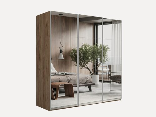 Изображение товара Шкаф-купе Эста 3-х дверный Зеркала 270х66х240, Е1, Крафт табачный