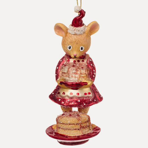 Изображение товара Елочная игрушка Мышка-кондитер Зоя 15 см, подвеска, стекло, Winter Deco, 121560-1