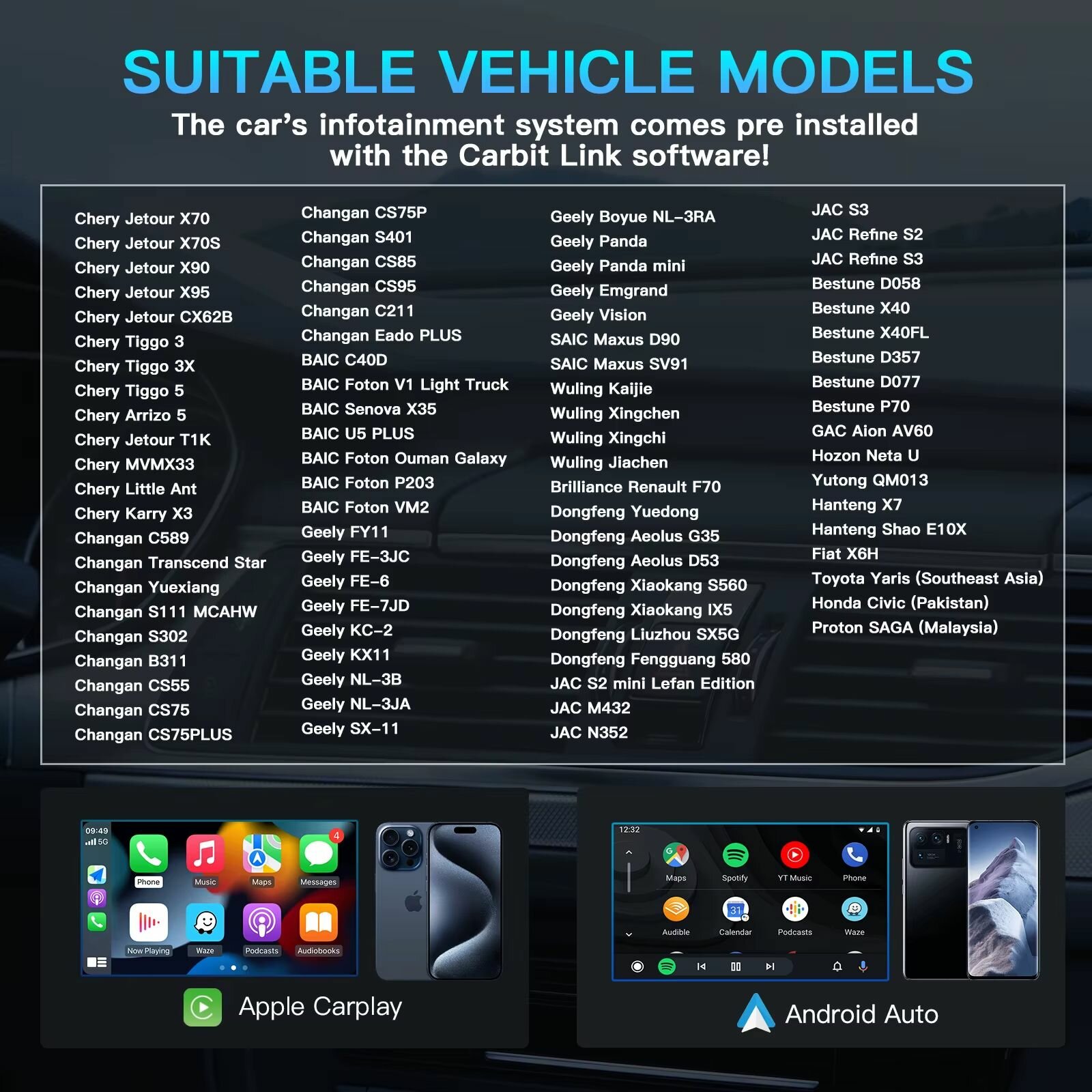 CarlinKit Проводное соединение Carbit link Smartlink Phonelink Carbitlink , легкое подключение к беспроводному CarPlay Android, автомобильный адаптер Baic Jetour Geely Chery Tiggo GAC — фото 1