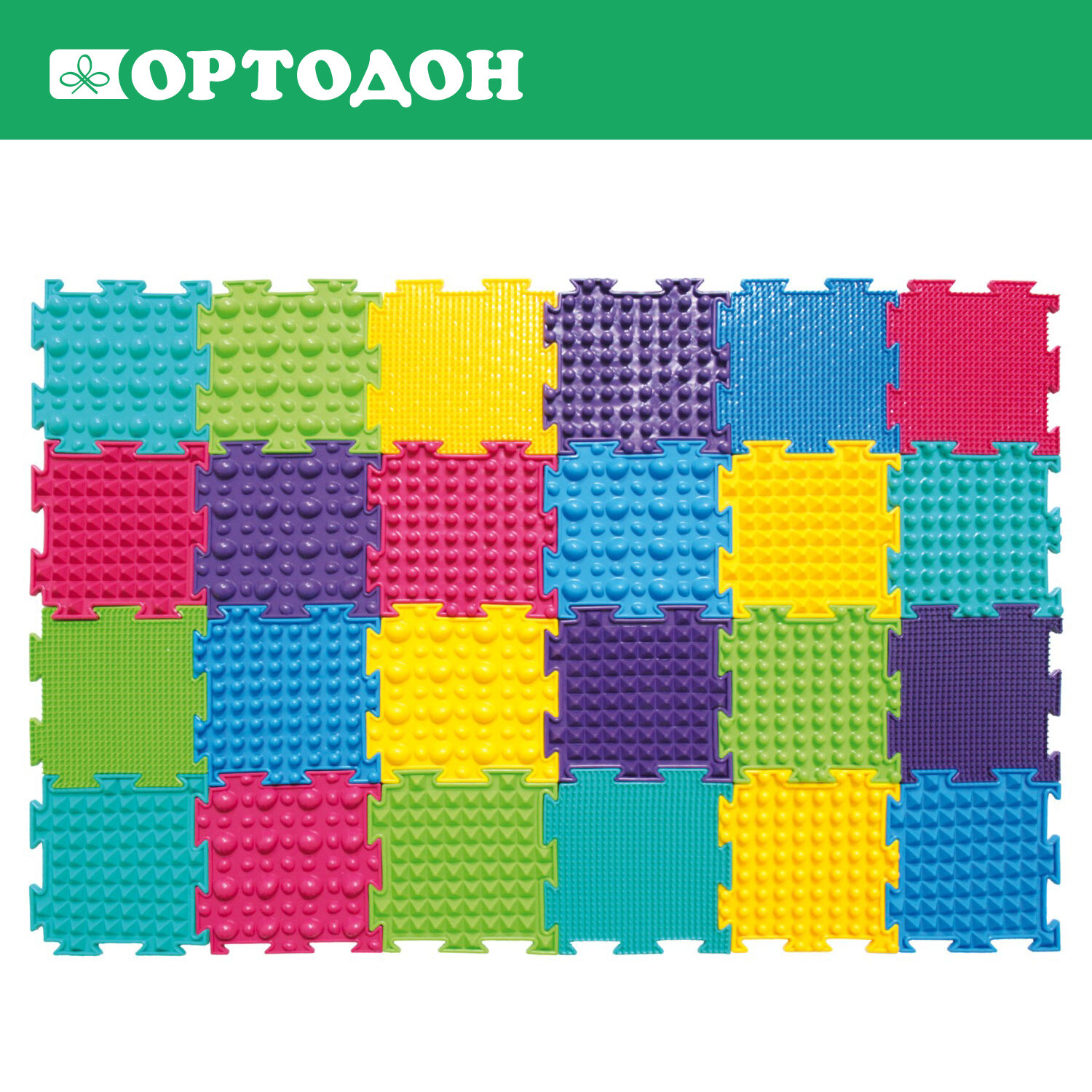 Детский развивающий массажный игровой коврик пазл "ортодон" Набор №14 Мини