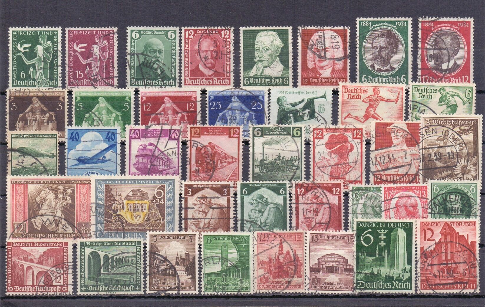 Почтовые марки Германской империи (Рейха) 1933-1943 год. Разное, полные и неполные серии. Набор 38 штук.