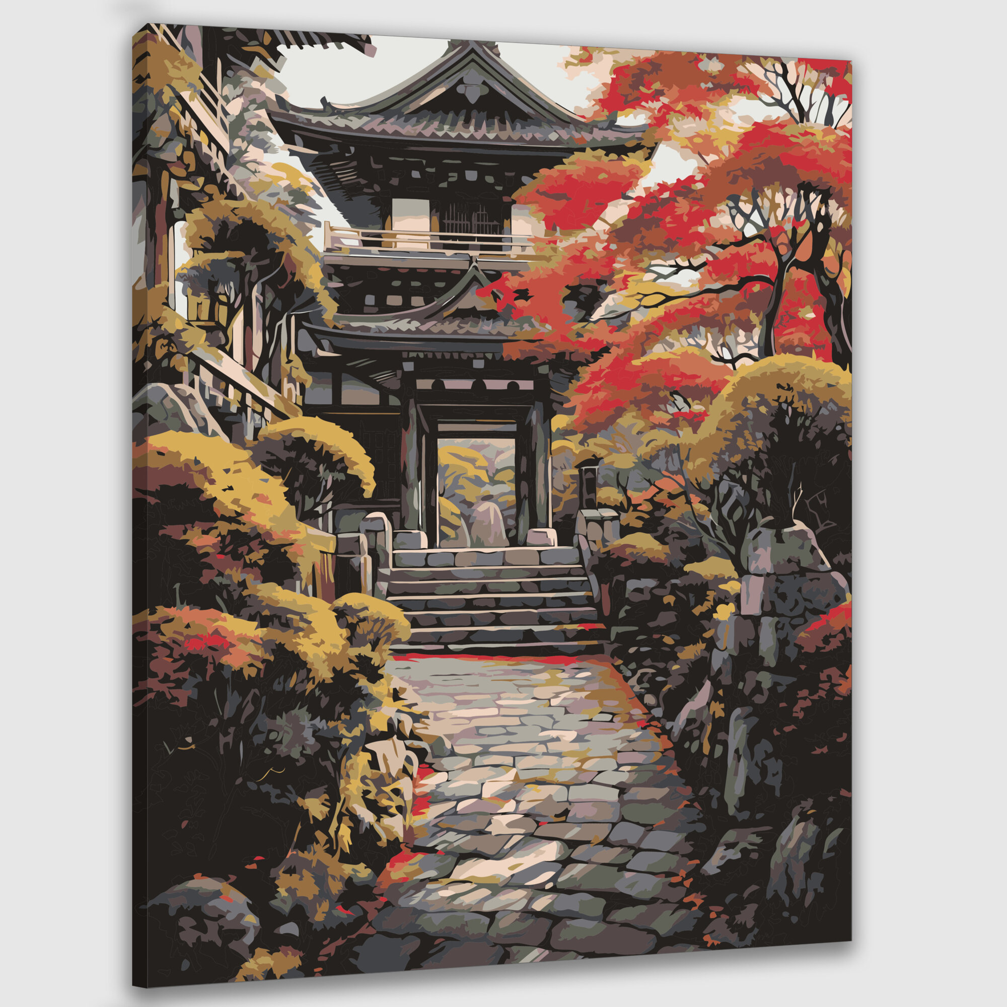 Картина по номерам 40x50 см, фотография, Киото, историческая архитектура, храмовые ворота, резьба, цвета, сад, свет