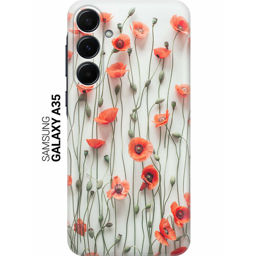 фото Силиконовый чехол на samsung galaxy a35 / самсунг а35 с рисунком "маки на белой стене" slvgo