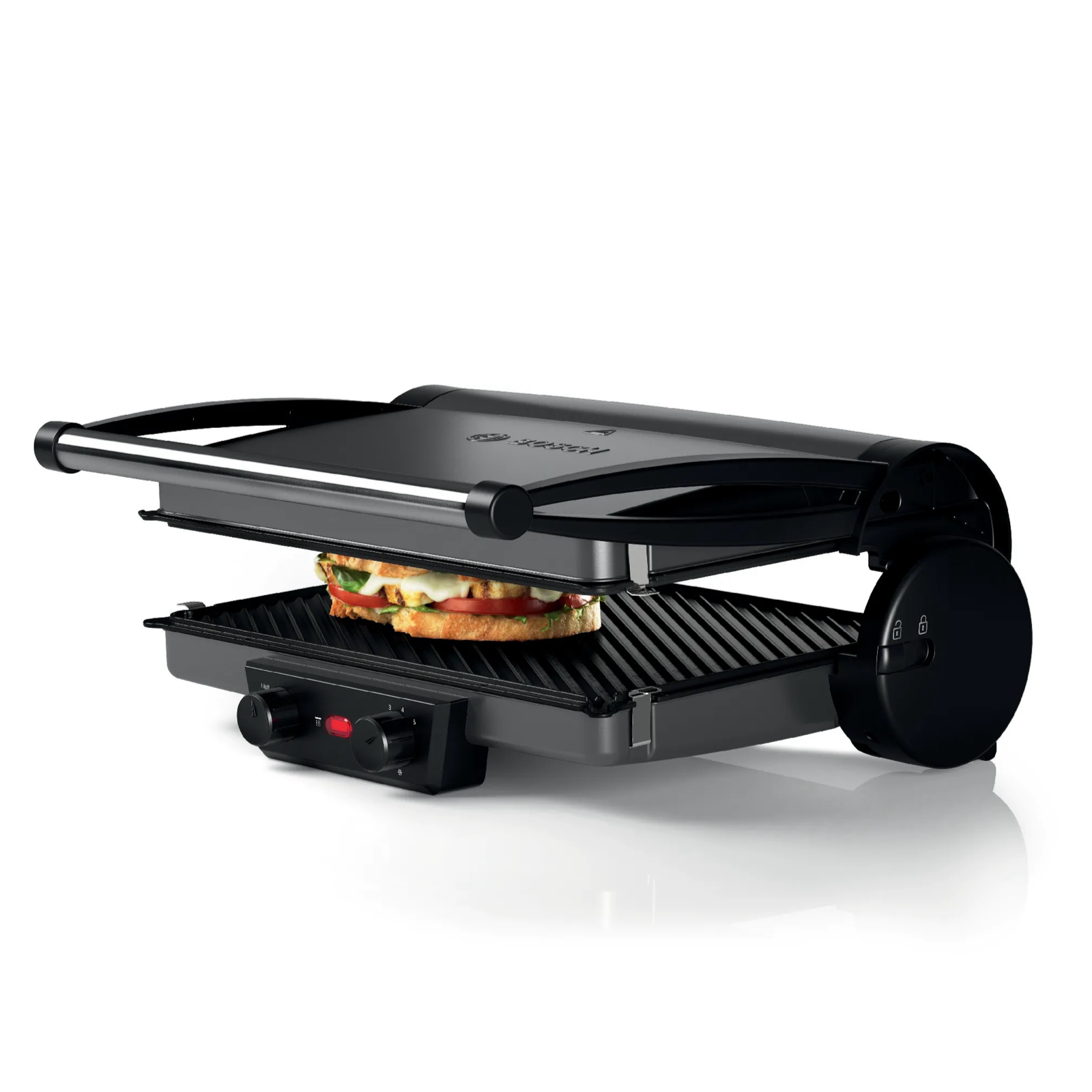 Электрогриль BOSCH TCG4215, металл, 2000Вт, антипригарное покрытие — фото 1