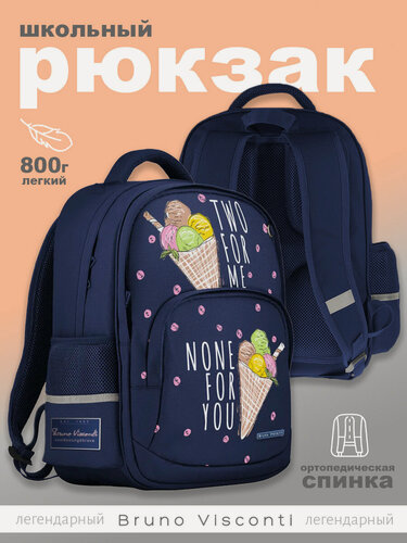 Изображение товара Рюкзак Bruno Visconti синий с эргономичной спинкой "мороженое" Арт. 12-002-182/02