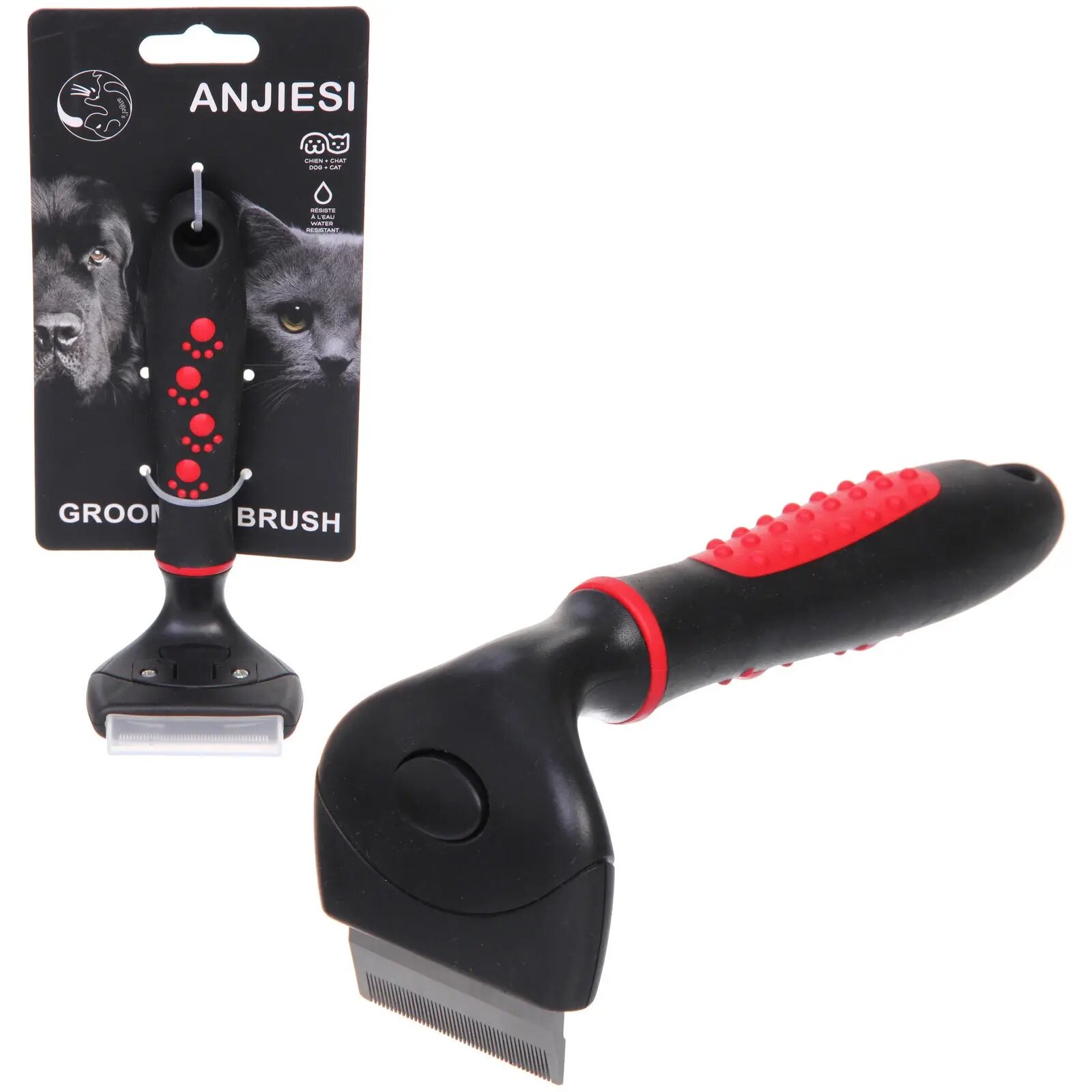 Расческа-фурминатор для животных с кнопкой самоочистки черная 6х145см