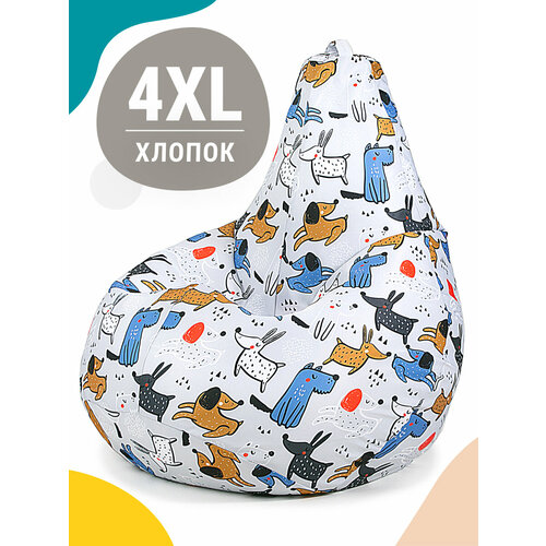 фото Кресло мешок mypuff кресло груша, размер xxxxl комфорт, мебельный хлопок, веселье собачки