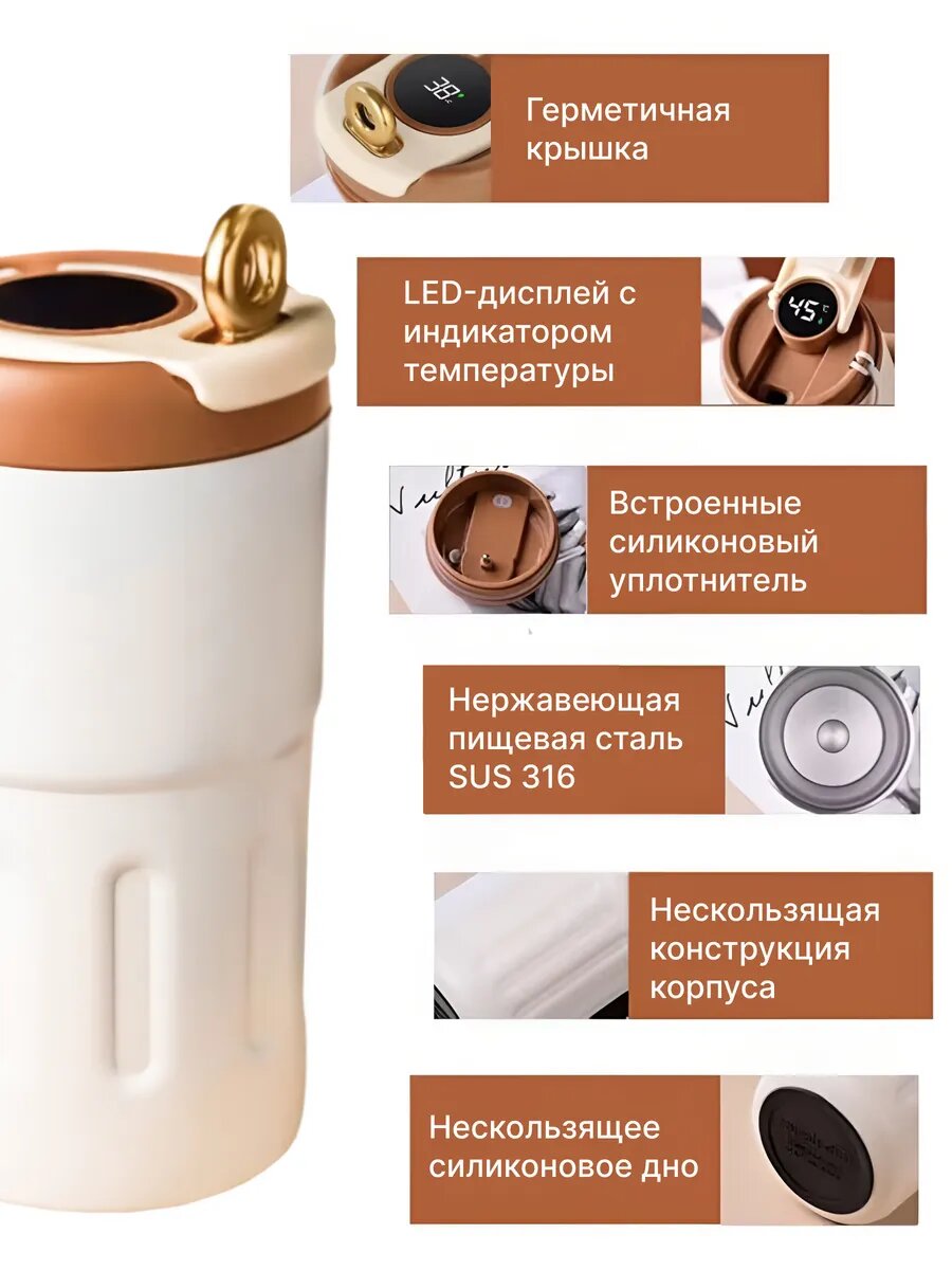 Термокружка HIH Sweet Home, нержавеющая сталь, черный, 500мл — фото 1