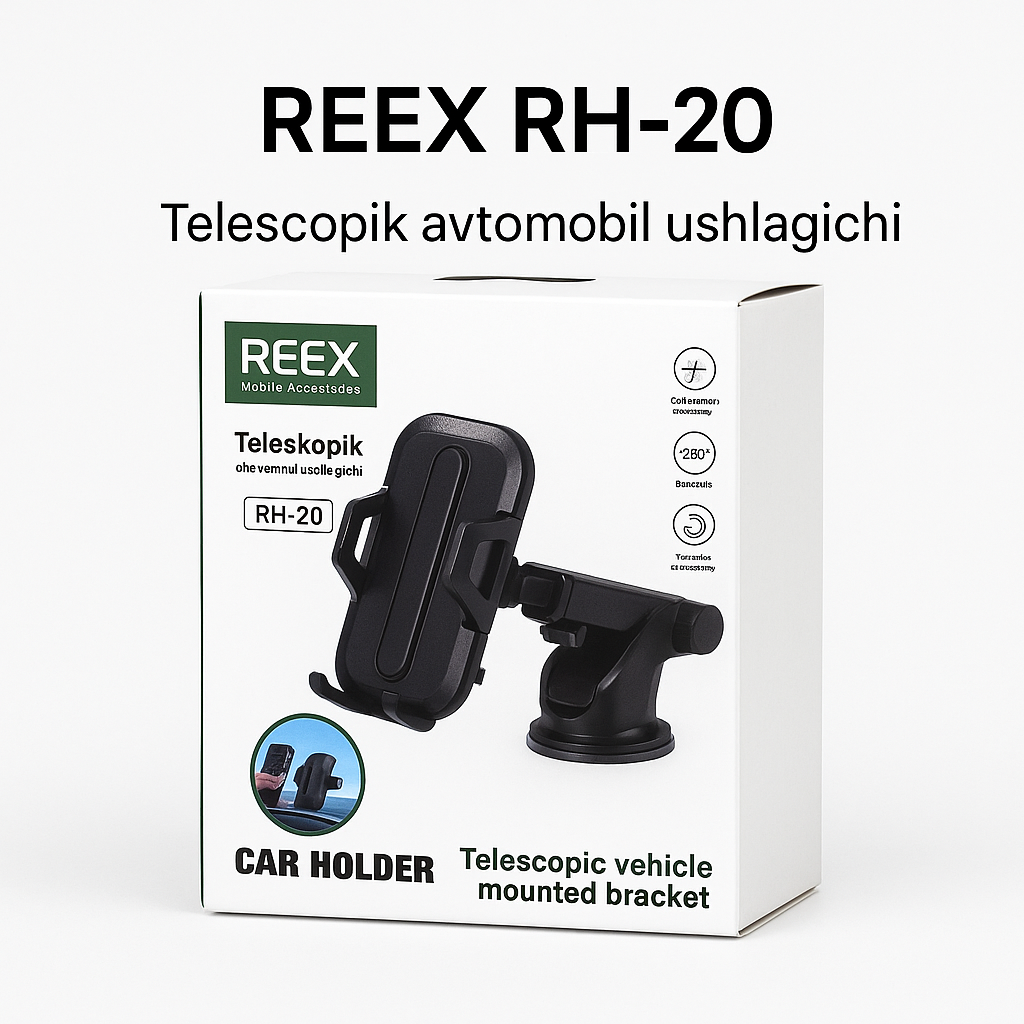 Автомобильный держатель телефона REEX RH-20 — телескопический кронштейн с вакуумной присоской