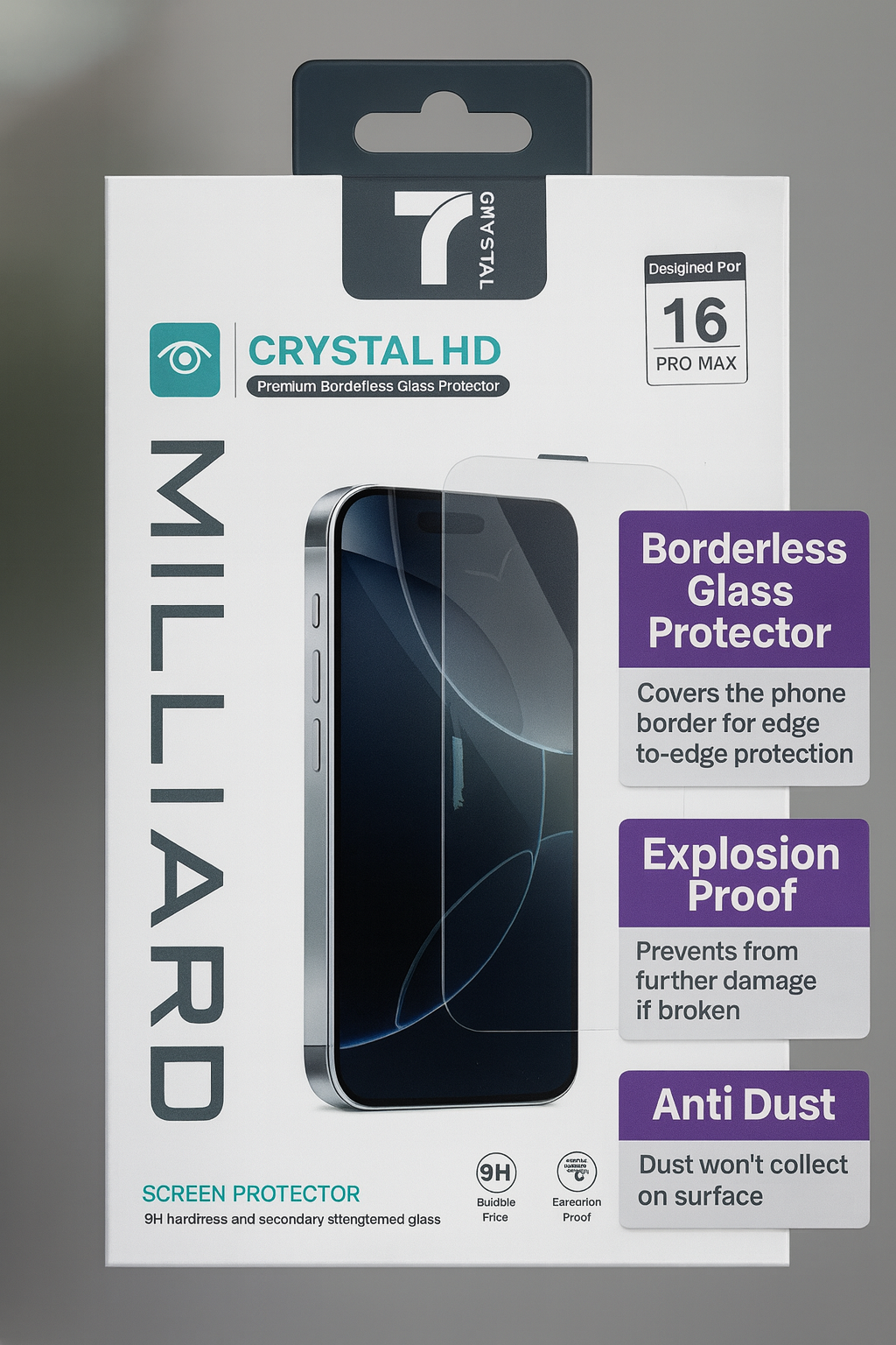 Защитное стекло 7Milliard Crystal HD для iPhone 16 Pro Max, закаленное стекло 9H — фото 1