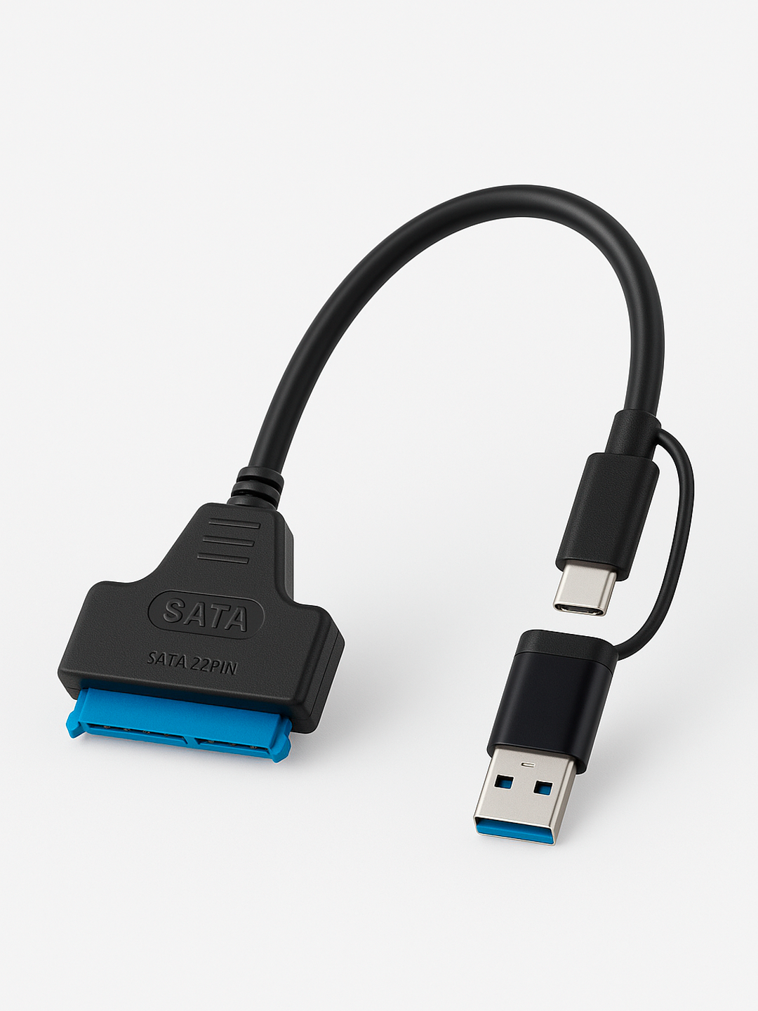 Адаптер USB-SATA, Type-C, 2,5", для SSD/HDD, кабель-переходник, USB 3.0 — фото 1