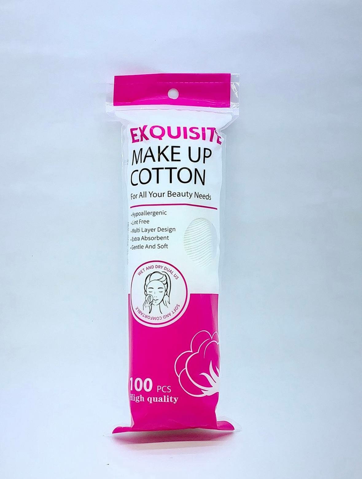Ватные диски Make Up Cotton, хлопок, двухсторонние, в индивидуальной упаковке, 100шт