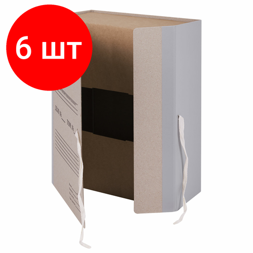 Комплект 6 шт, Короб архивный (240х330 мм), 120 мм, 2 завязки, переплетный картон/бумвинил, до 1000 листов, STAFF, 126903 комплект 5 шт короб архивный 240х330 мм 80 мм 2 завязки бумвинил до 700 листов бордовый staff 126900