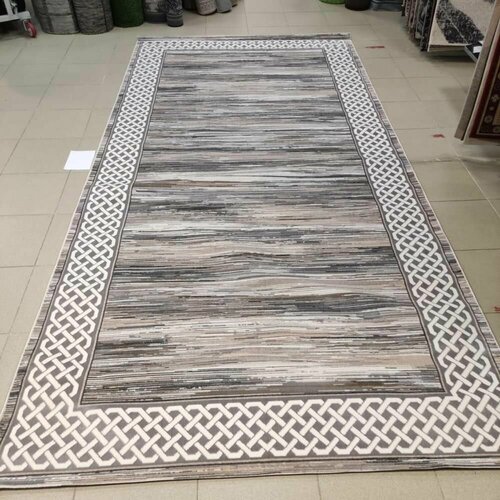 Ковер Модерн БАЛ текстиль SARAR NATUREL KZ F163A , , цвет Бежевый; Серый, из нитей Полиэстер, основа полиэстер, размер 2 м на 4 м, вес 12 кг