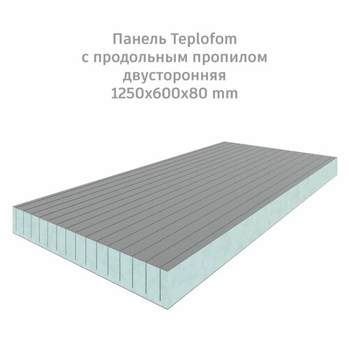 Теплоизоляционная панель TEPLOFOM+80 XPS-02 (двухсторонний слой) 1250x600x80мм продольный пропил