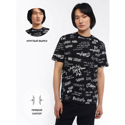 фото Футболка zolla, размер l, черный