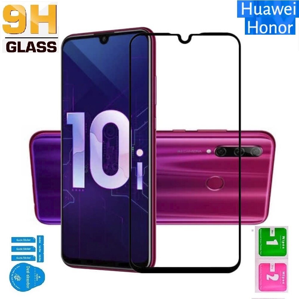 Комплект 3 шт. Защитное стекло для Huawei Honor 10i 10 Lite 20i и Huawei P Smart 2019 черная рамка.