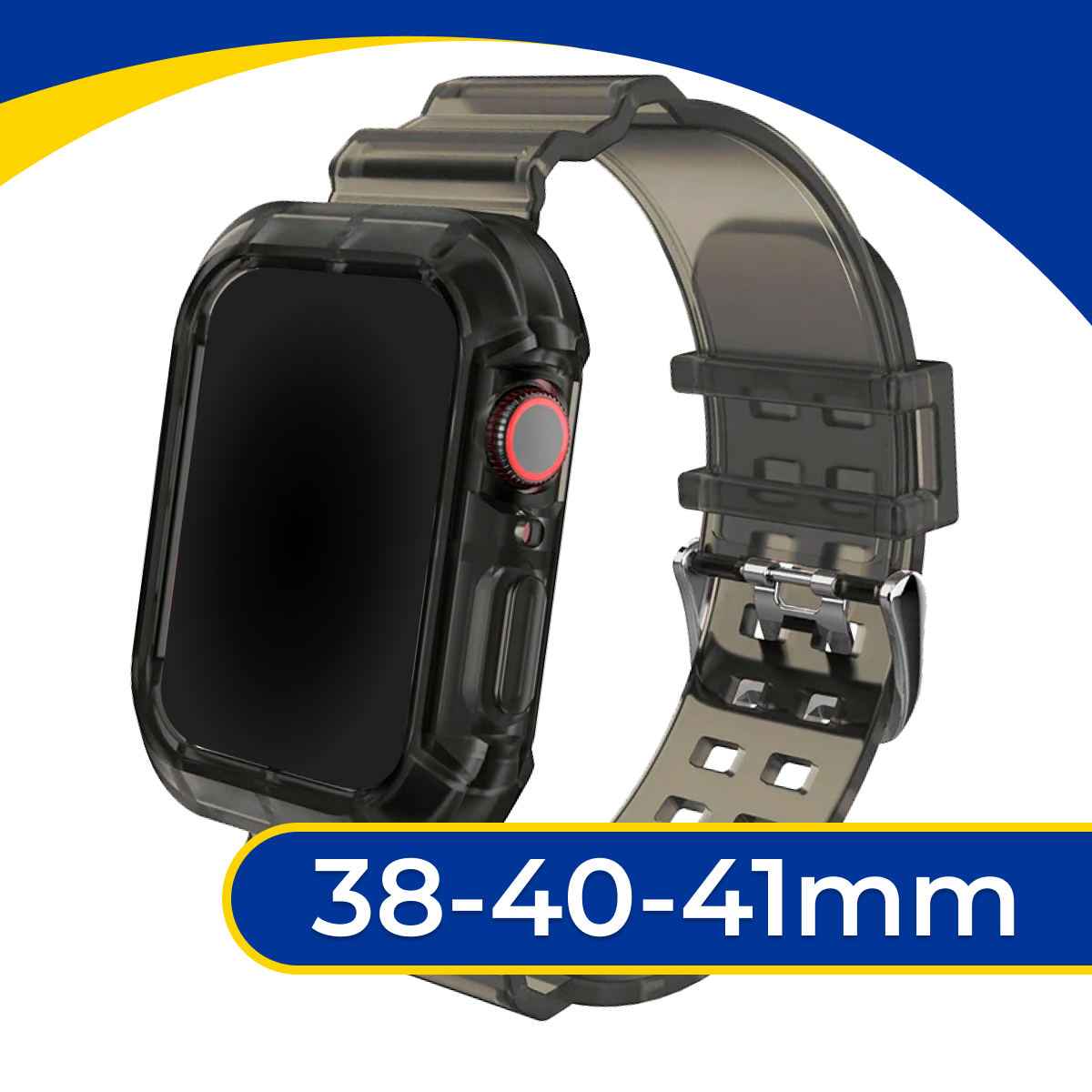 Прозрачный силиконовый ремешок для умных часов Apple Watch 38-40-41 mm / Сменный браслет для смарт часов Эпл Вотч 1-9, SE серии / Серый