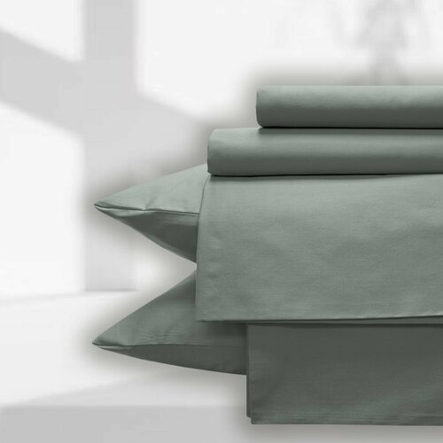 Простыня на резинке Евро 200*200 Monocolor сатин хлопок /цвет стальной серый, стальной