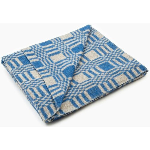 Одеяло полушерстяное 140х205 см син-сер 400гм 80шерсти 20полиэфир 1856₽