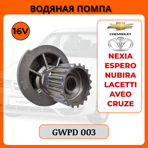 Водяная помпа на Daewoo Espero, Nexia, Nubira, CHEVROLET Lacetti, Aveo, Cruze.