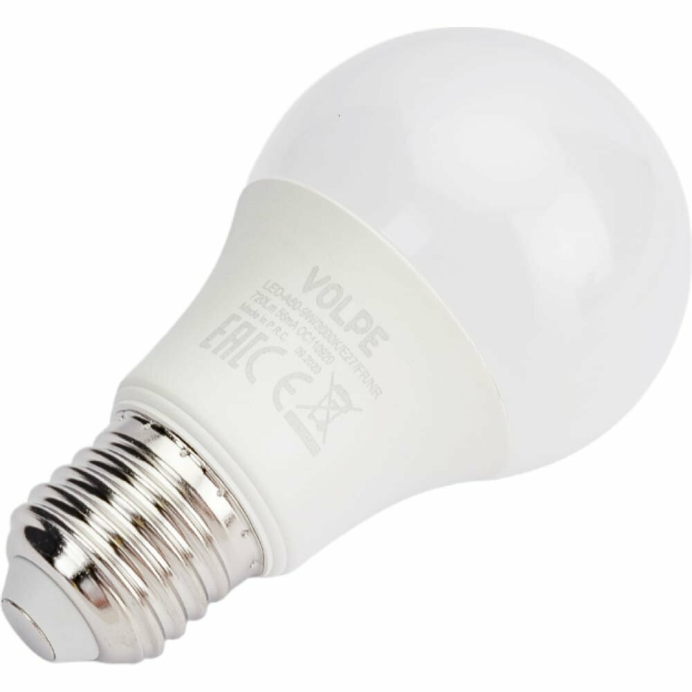 Volpe LED-A60-9W/3000K/E27/FR/NR Лампа светодиодная. Форма A, матовая UL-00005622