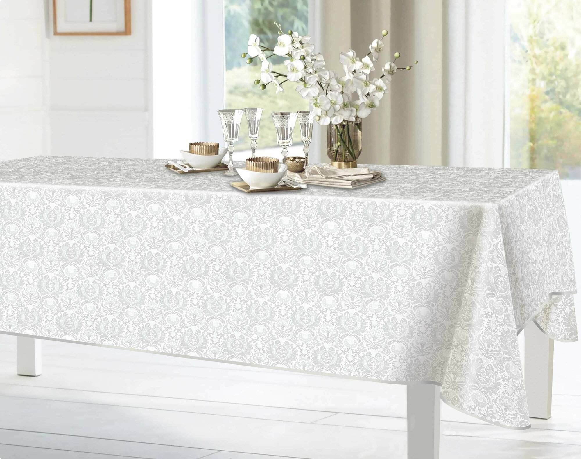 фото Скатерть прямоугольная 220x135 см цвет слоновая кость