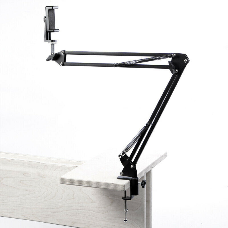 фото Кронштейн-крепление на струбцине для легких камер и освещения с держателем для смартфона пантограф Fotokvant LSS-11+SM-CL3